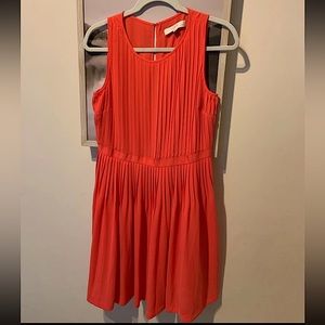 LOFT Coral pleated dress size 8P